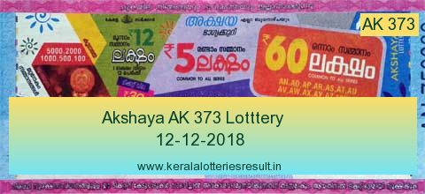 Akshaya Lottery AK 373 Result 12.12.2018