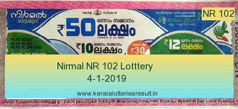 Nirmal Lottery NR 102 Result 4.1.2019