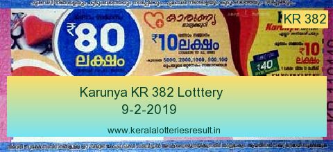 Karunya Lottery KR 382 Result 9.2.2019
