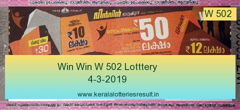Win Win Lottery W 502 Result 4.3.2019
