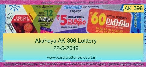 Akshaya Lottery AK 396 Result 22.5.2019