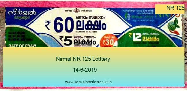 Nirmal Lottery NR 125 Result 14.6.2019