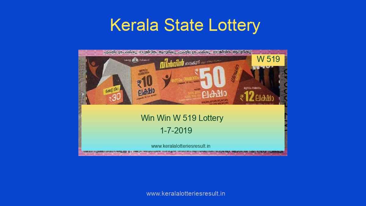 Win Win Lottery W 519 Result 1.7.2019