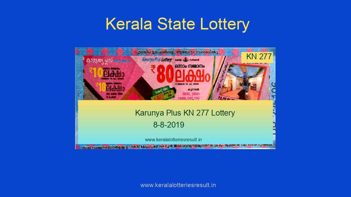 Karunya Plus Lottery KN 277 Result 8.8.2019