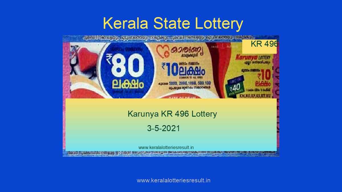 Karunya Lottery KR 496 Result 3.5.2021 (Live Result)