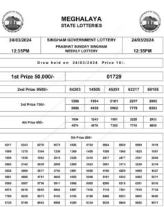 Meghalaya Singham Morning Result March 24, 2024