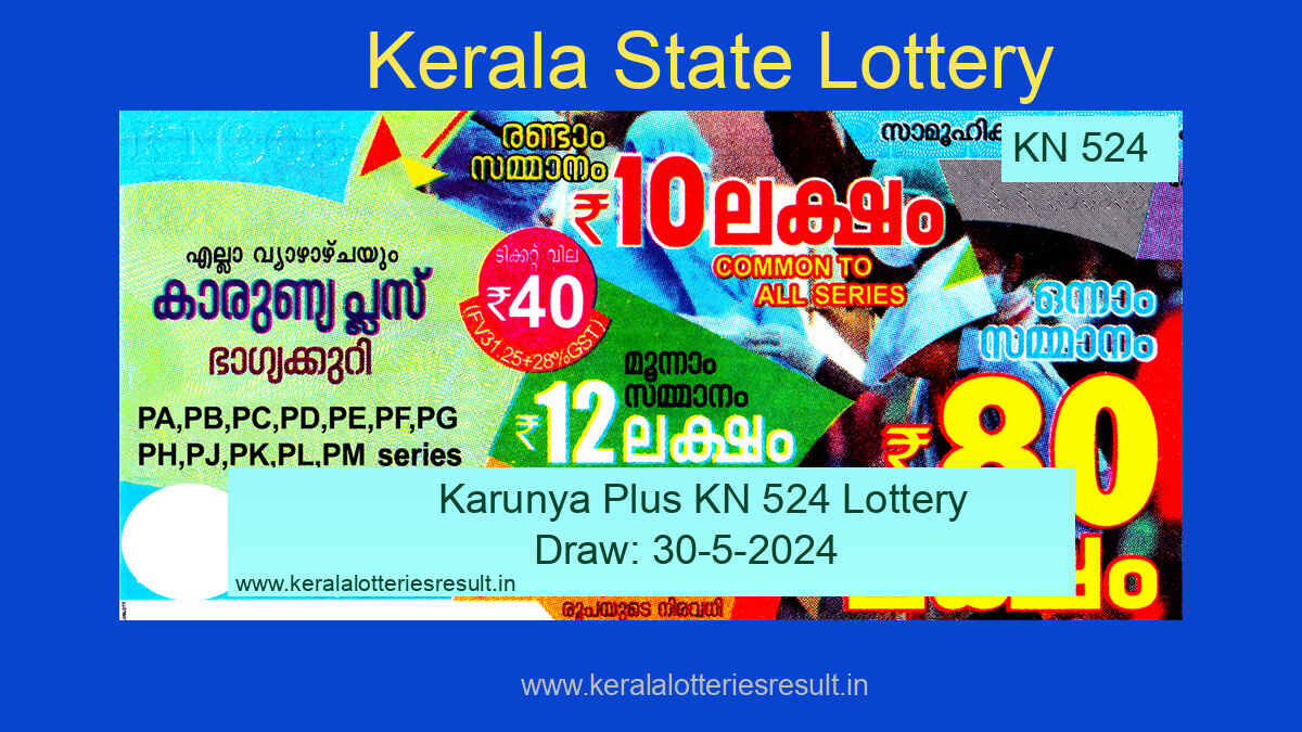 Karunya Plus KN 524 Result - Kerala Lottery 30.5.2024