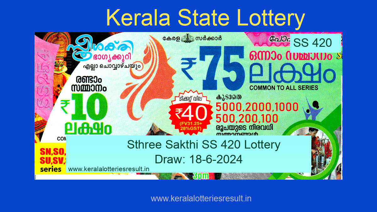 Sthree Sakthi SS 420 Winners - Kerala Lottery Result 18.6.2024