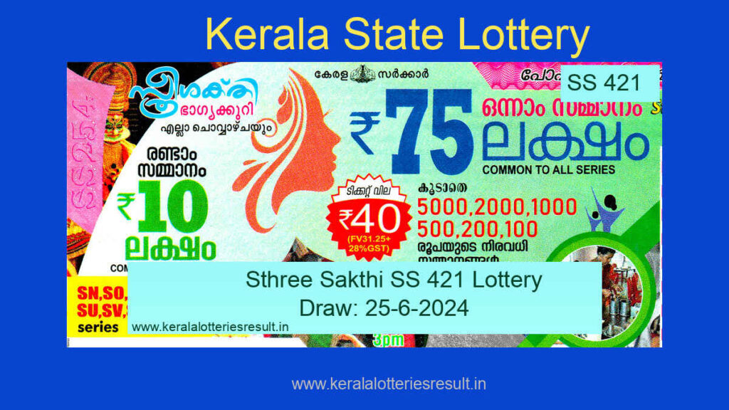 Sthree Sakthi SS 421 Winners - Kerala Lottery Result 25.6.2024