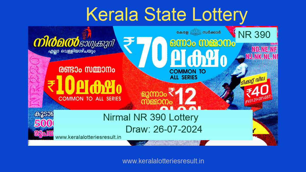 Nirmal NR 390 Result Kerala Lottery 26.07.2024