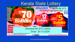 Akshaya AK 673 Result – Kerala Lottery 20.10.2024