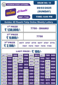 Golden 4d lottery 6pm result 9.3.2025