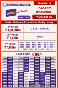 Golden 4d lottery 8.30 pm result 15.3.2025