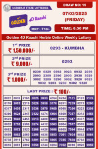 Golden 4d lottery 8.30 pm result 7.3.2025