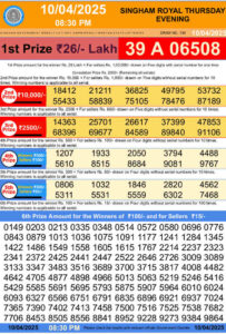 Bhutan Singham 8.30pm result 10.4.2025