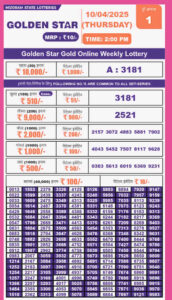 Golden star result 2pm 10.4.2025