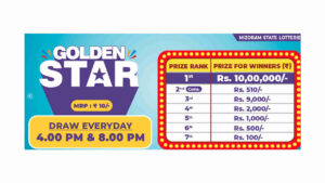Mizoram Golden Star Lottery Result Today (4pm 8pm 9 PM)