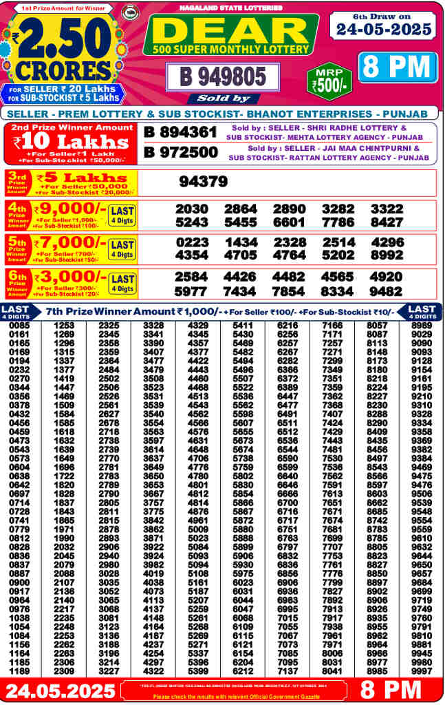 Nagaland Dear 500 Result