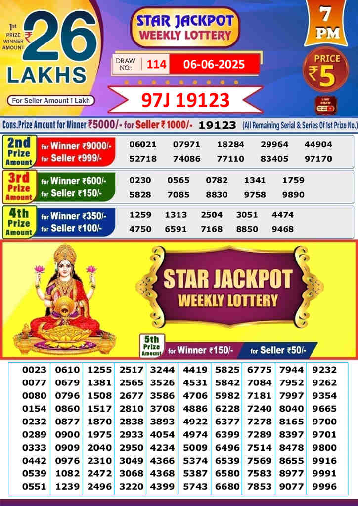 Star Jackpot Lottery Result 6.6.2025