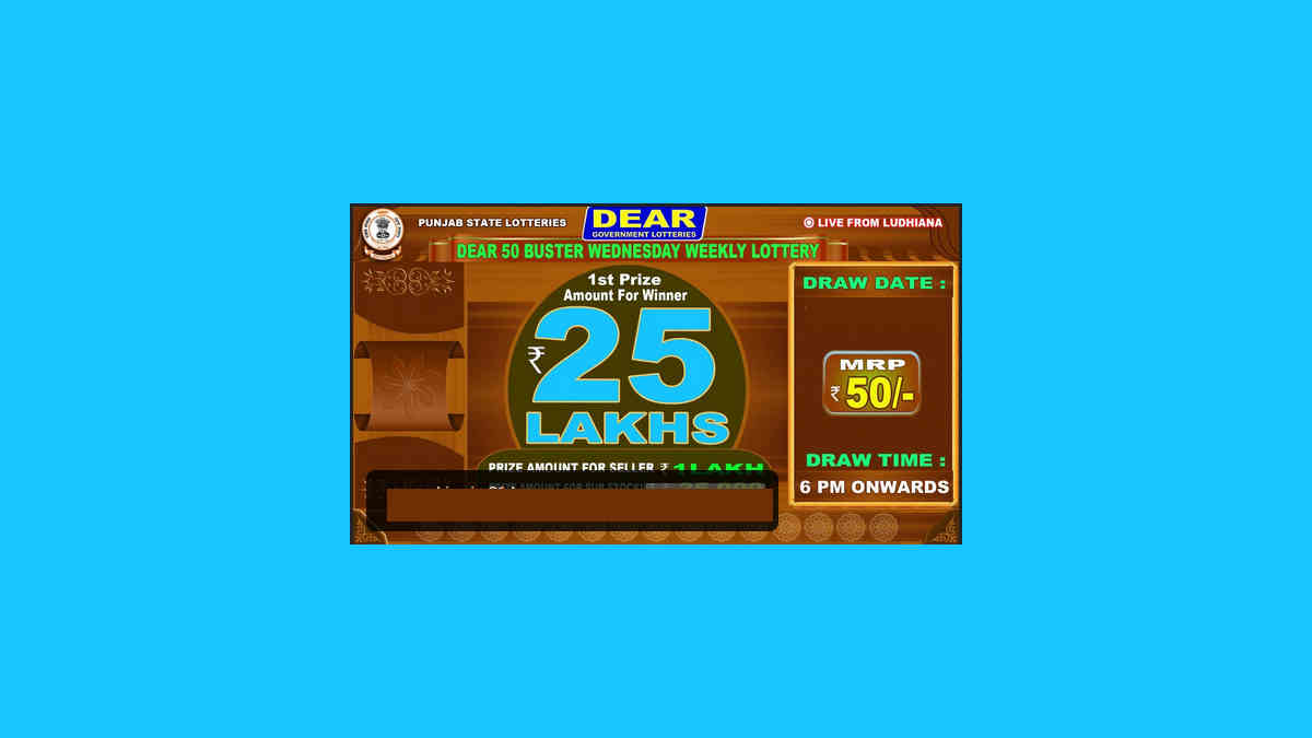 Punjab State Dear 50 Buster Wednesday Weekly Lottery Result