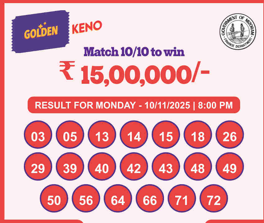 Golden Keno Lottery Result 10.11.2025
