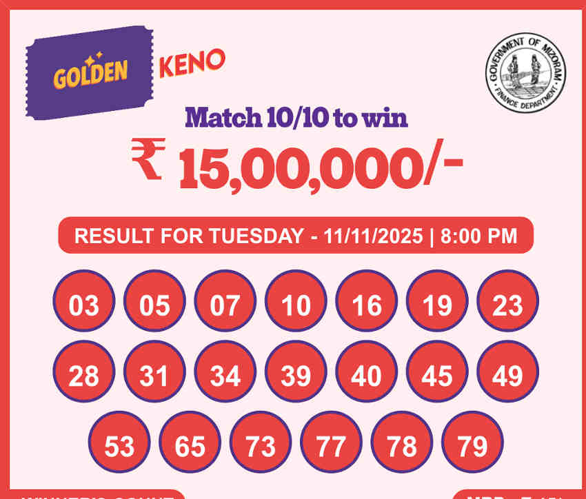 Golden Keno Lottery Result 11.11.2025
