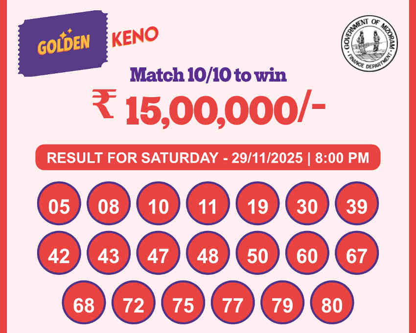 Golden Keno 8 PM Result 29.11.2025