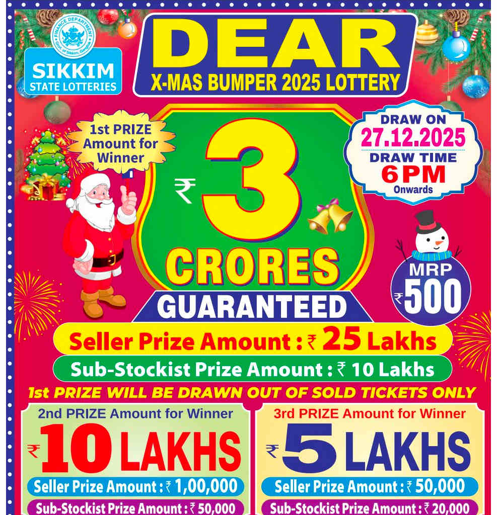 Sikkim X Mas Bumper Lottery Result 27.12.2025