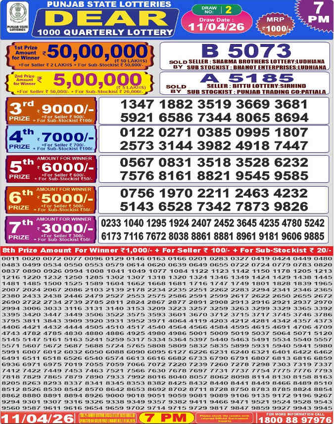 Punjab Dear 1000 Quarterly Result