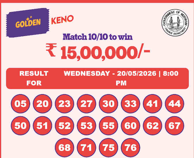 Golden Keno 8 PM Result 20.05.202a6