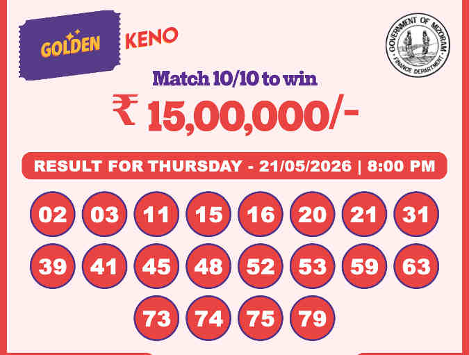 Golden Keno 8 PM Result 21.05.202a6