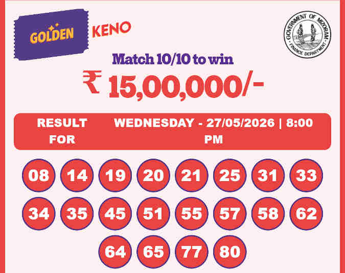 Golden Keno 8 PM Result 27.05.202a6