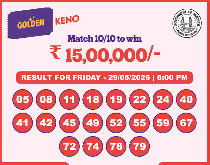 Golden Keno 8 PM Result 29.05.2026