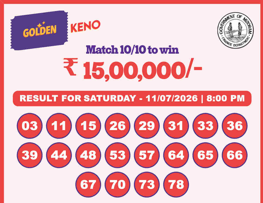 Golden Keno 8 PM Result 11.07.2026