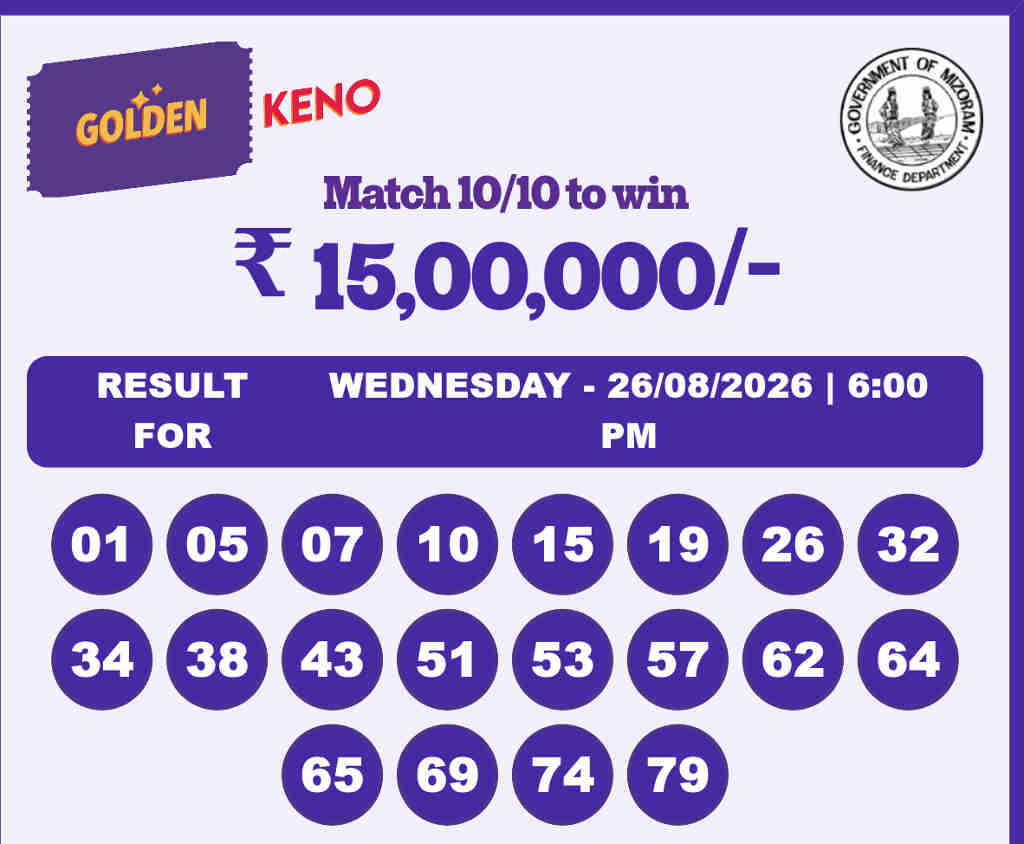 Golden Keno 6 PM Result 26.08.2026