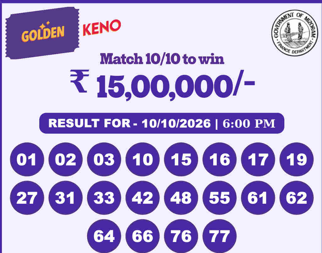 Golden Keno 6 PM Result 10.10.2026