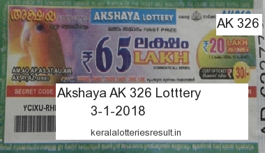 Akshaya Ak 326 Lottery Result 3 1 18 Kerala Lottery Result Akshaya Lottery Result