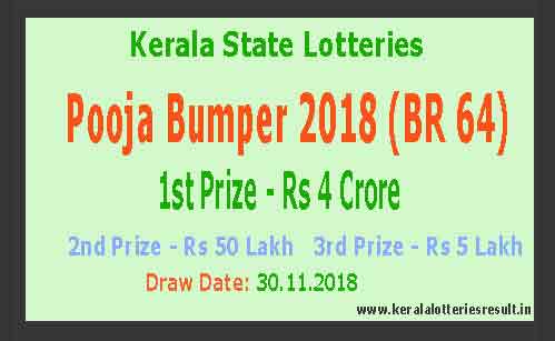 Pooja Bumper 2018 (BR 64) – Kerala Bumper Lottery 30.11 